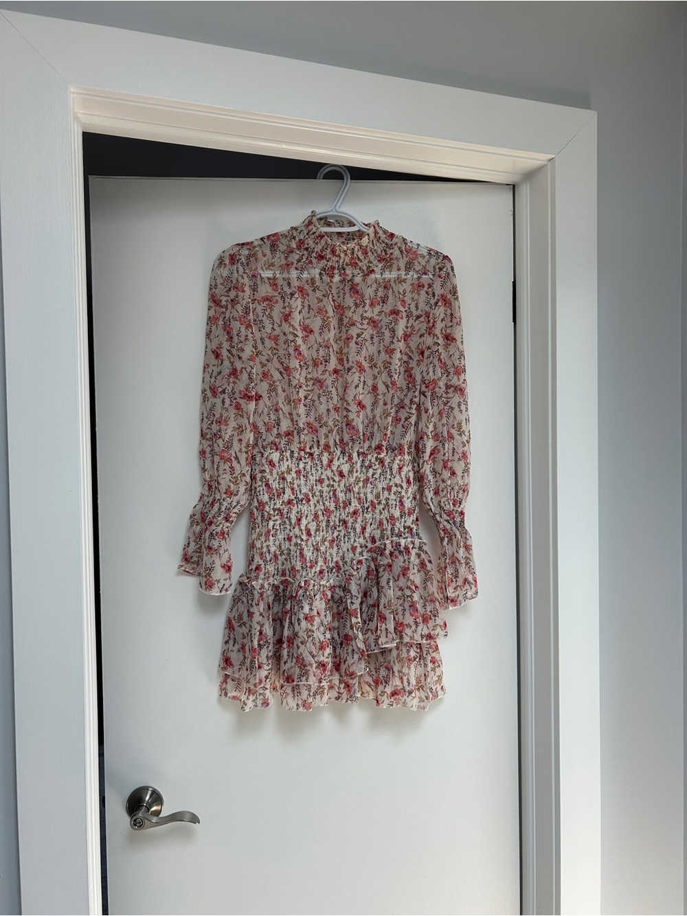 Showpo Cream Mini Dress with Pink Floral Print